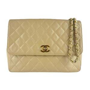 Chanel CHANEL Shoulder Bag Lambskin Beige Gold Women's z9582